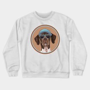 Cool German Shorthaired Pointer in cap and sunglasses! Especially for GSP owners! Crewneck Sweatshirt